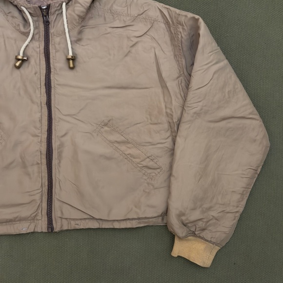 Vintage 90s Silk Bomber Jacket Cropped with Hood - Picture 4 of 15